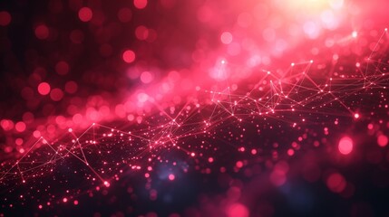 Experience the fusion of art and technology with our red-themed digital background, featuring a complex network of glowing plexus lines and futuristic neon lights.
