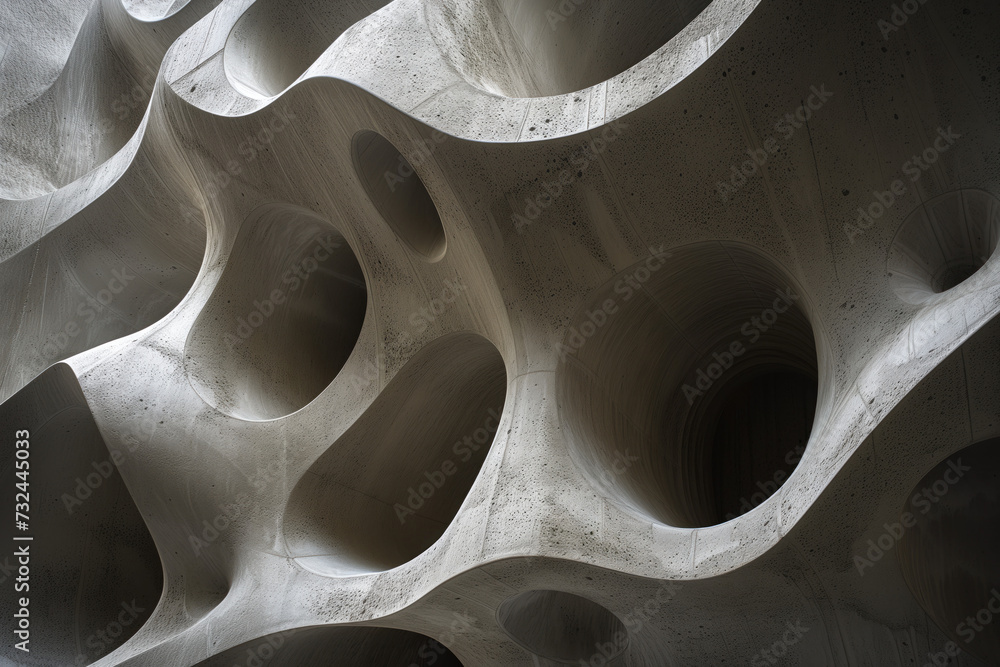 Poster abstract parametric concrete facade. background image. created with generative ai technology
