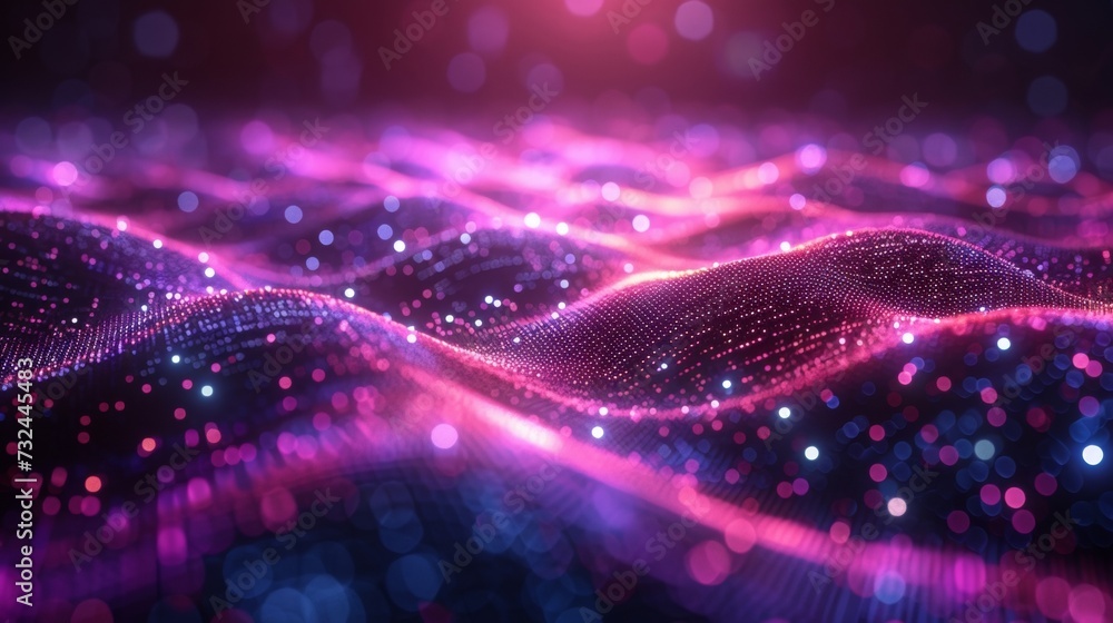 Poster explore the vibrant neon matrix of cyberspace where data flows seamlessly through interconnected web
