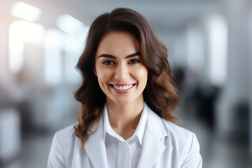 Portrait of a young female doctor in uniform in clinic - Powered by Adobe