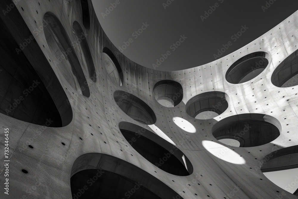 Poster abstract parametric concrete facade. background image. created with generative ai technology