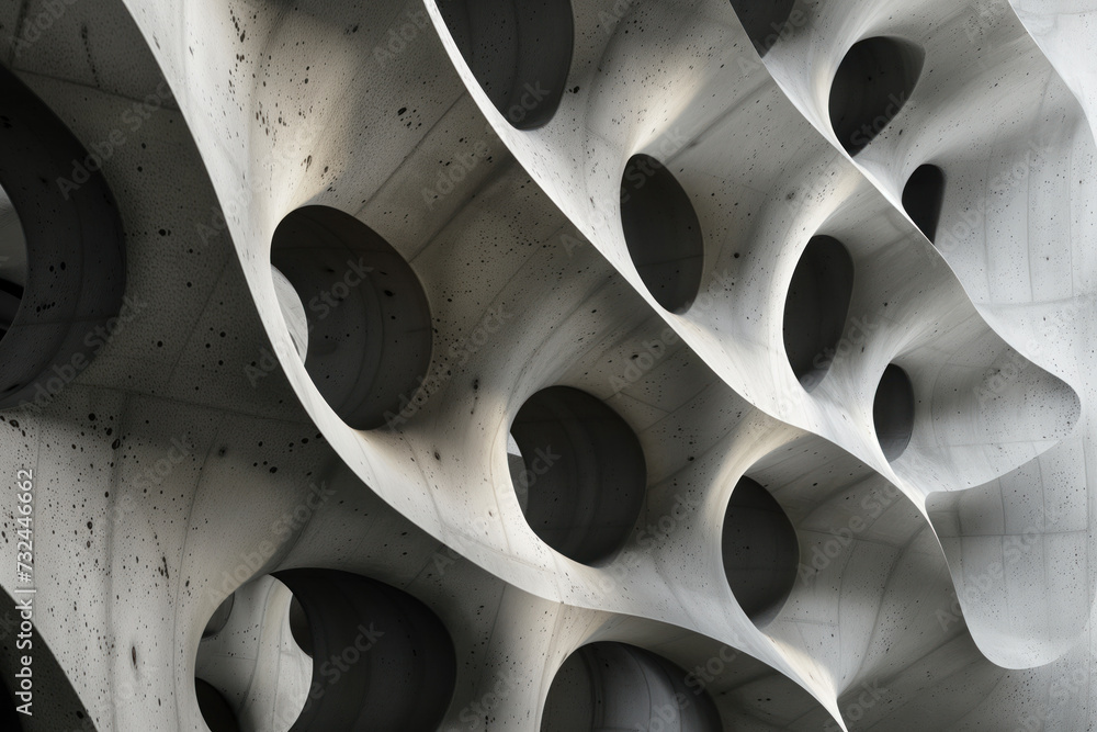 Poster abstract parametric concrete facade. background image. created with generative ai technology
