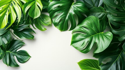 Bring the beauty of the rainforest into your home with this vibrant tropical leaf print, perfect for creating an exotic oasis in your living space.