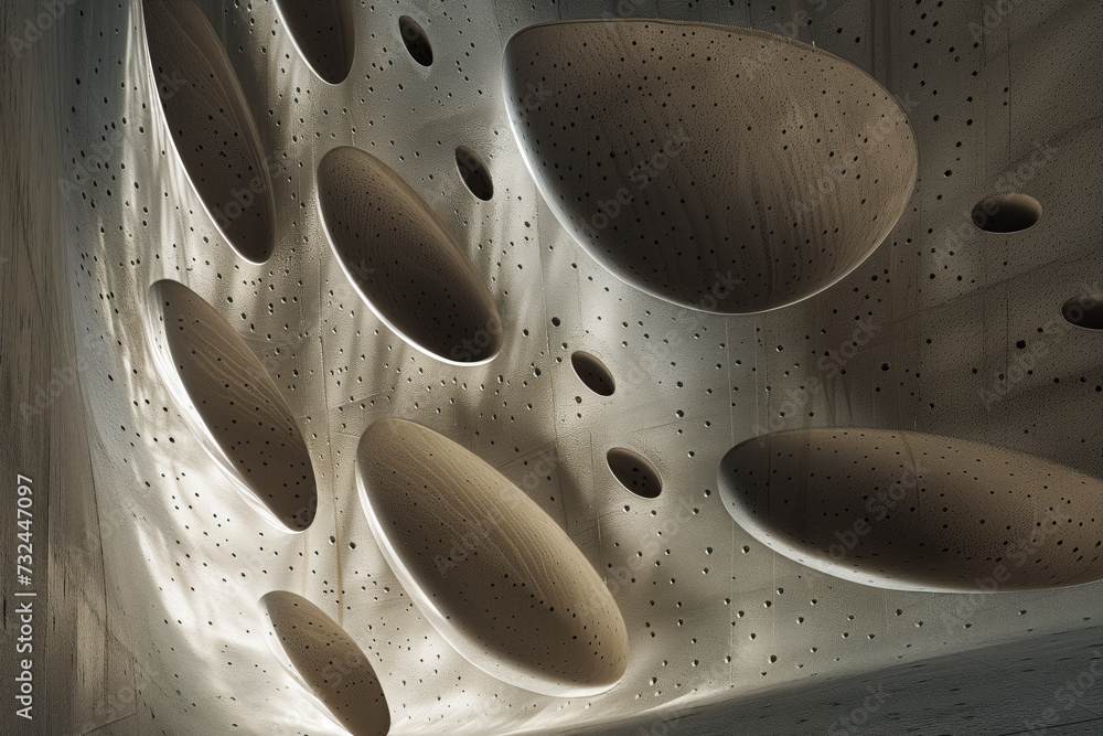 Poster abstract parametric concrete facade. background image. created with generative ai technology