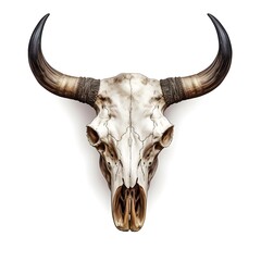Head cow skull with horns isolate on white background