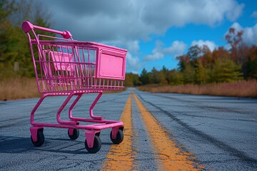Pink Shopping Cart on the Road: A Monthly Must-Have for Trendy Shoppers Generative AI