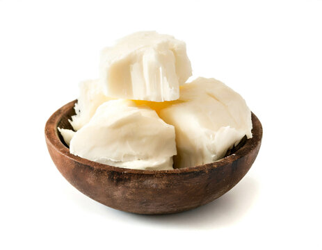 Shea butter isoliert auf wei&szlig;en Hintergrund, Freisteller 