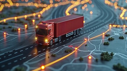 Improve logistics efficiency with topview GPS tracking for optimized routing and cargo management, reducing fuel costs and ensuring timely deliveries. - obrazy, fototapety, plakaty