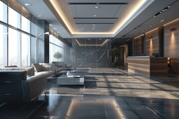 Fototapeta na wymiar Corporate Workspace: Modern Three-Dimensional Office Interior Design Concept