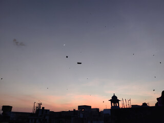 Cityscape view of pink city Jaipur shot on festival of Makar Sankranti during daylight