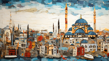 Obraz premium City of Istanbul made in paper cut craft