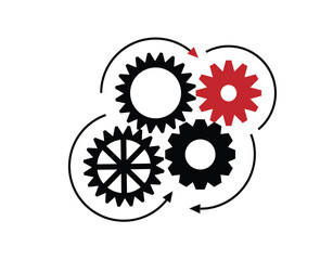 Modern Tech Gear Mechanism Spinning. Technology and science concept vector art