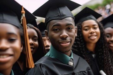 African American graduates. - obrazy, fototapety, plakaty