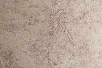 Map of Stuttgart (Germany) on an old vintage sheet of paper. Retro style grunge paper with light coming from right. 3d render