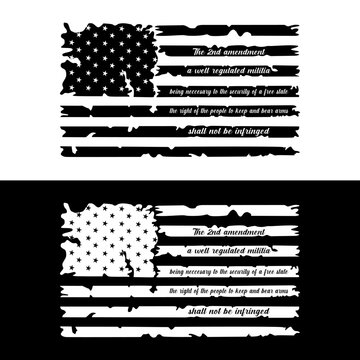 Distressed 2nd Amendment Text Flag Design Background Illustration