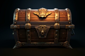 Ornate Opened pirate chest. Pirate treasure. Generate Ai