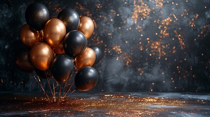 Naklejka premium Golden Balloons in the Spotlight: A Celebration of the Monthly Full Moon Generative AI