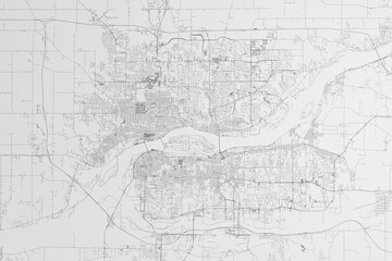Fototapeta na wymiar Map of the streets of Davenport (Iowa, USA) on white background. 3d render, illustration