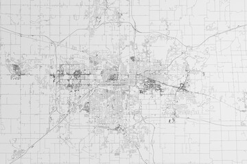 Fototapeta na wymiar Map of the streets of Lansing (Michigan, USA) on white background. 3d render, illustration