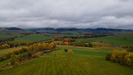Fototapeta na wymiar Beautiful autumn landscape with mountains, forest, meadows. Orlicke hory, Czechia