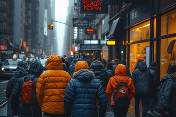 Scary Roxn's: A Bustling City Street in Winter Generative AI - obrazy, fototapety, plakaty