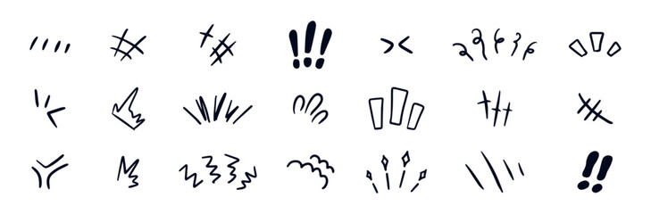 Japanese Manga comic style line elements for character emotion