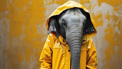Elephant in a Bright Yellow raincoat.