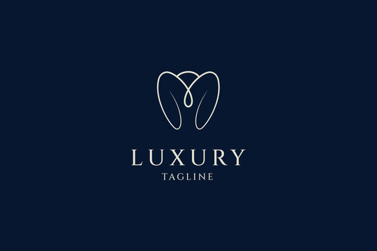 dental icon luxury elegant linear line art logo design
