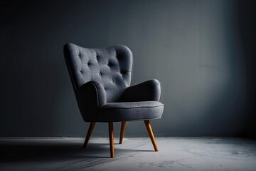 Grey armchair on grey minimalist room