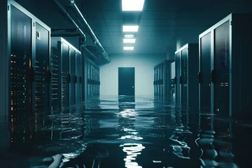 Foto op Aluminium Photo of flooded servers. Room submerged in water. © kilimanjaro 