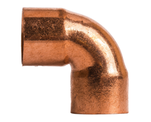 Copper pipe fitting isolated on white or transparent background 