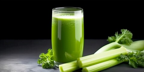AI generated illustration of a glass of freshly-pressed celery juice