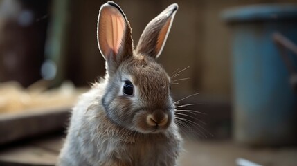AI generated illustration of A close up of a brown rabbit isolated on a blurred background