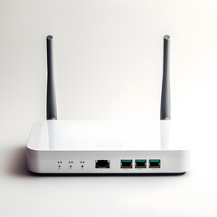 White internet router on a white background 