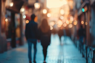 Romantic City Walk - A couple walking hand-in-hand in an urban setting - AI Generated