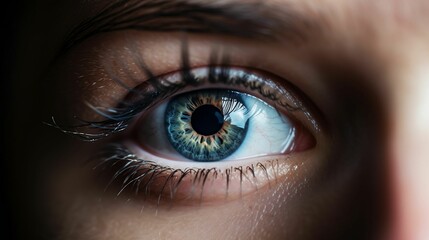 Obraz premium AI generated human blue eye