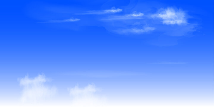 blue-sky vector background with white clouds on clear day afternoon. Graphic illustration