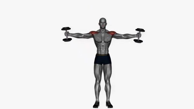 3d rendered animation of Bent arm lateral raise exercise example
