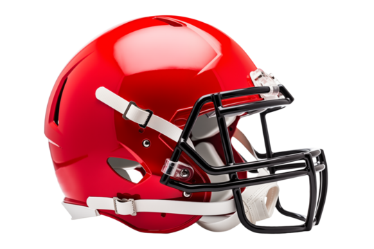 Side view of red football helmet - Powered by Adobe