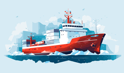 Cargo ship isolated vector style on isolated background illustration