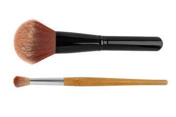 Set of 2 brushes for powder and eye shadow on an empty background