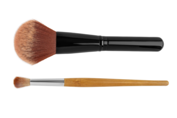 Set of 2 brushes for powder and eye shadow on an empty background
