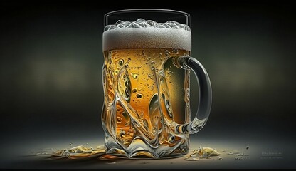 AI generated illustration of a mug of cold beer - obrazy, fototapety, plakaty