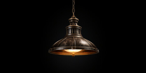 Fototapeta na wymiar Industrial hanging lamps against rough wall style loft design Illustration, 