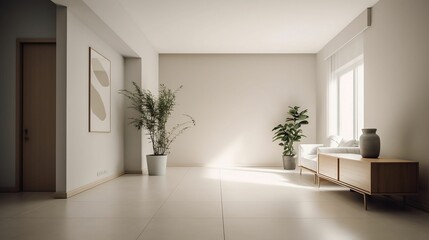 Fototapeta premium AI-generated illustration of a minimalist living room.