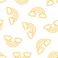 Seamless pattern with outline yellow rainbows