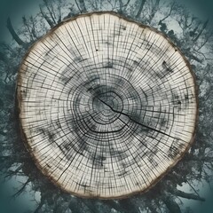 AI generated illustration of a tree stump in the center