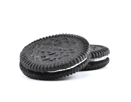 Chocolate cookie and cream isolated on transparent background. PNG