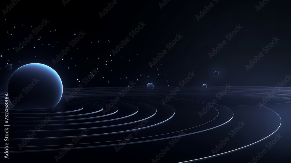 Canvas Prints abstract cosmic landscape with planets and stars on dark background