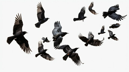 Obraz premium flock of flying crows